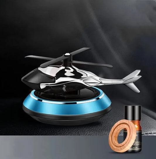 Round Base Solar Powered Car Dashboard Helicopter Air Freshener Perfume